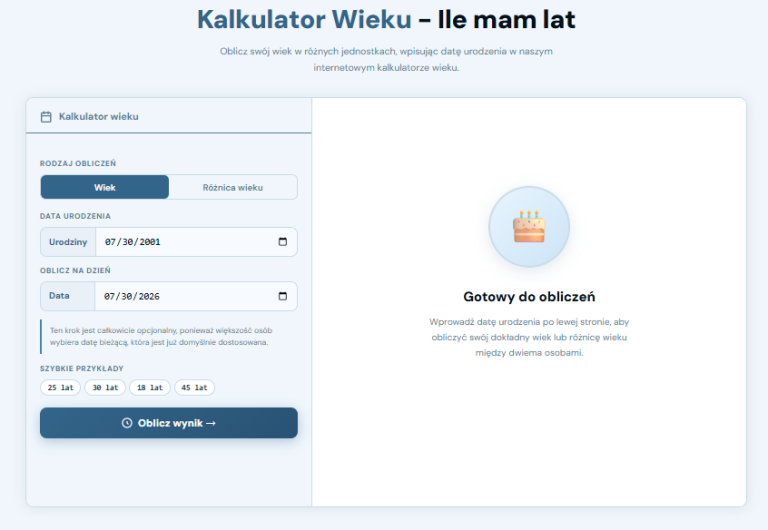 Kalkulator Wieku