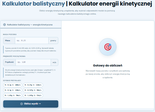 Kalkulator balistyczny