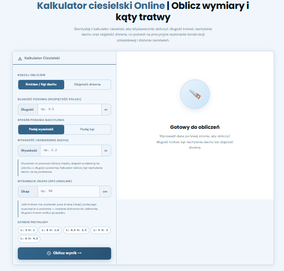 Kalkulator ciesielski Online
